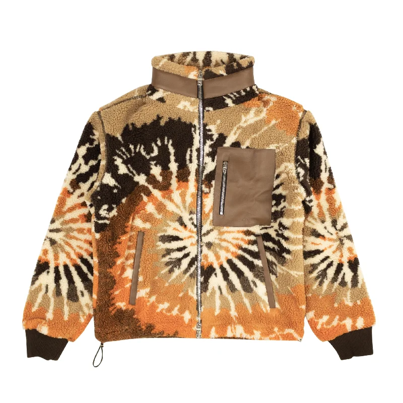 Orange And Black Tie Dye Polar Track Jacket